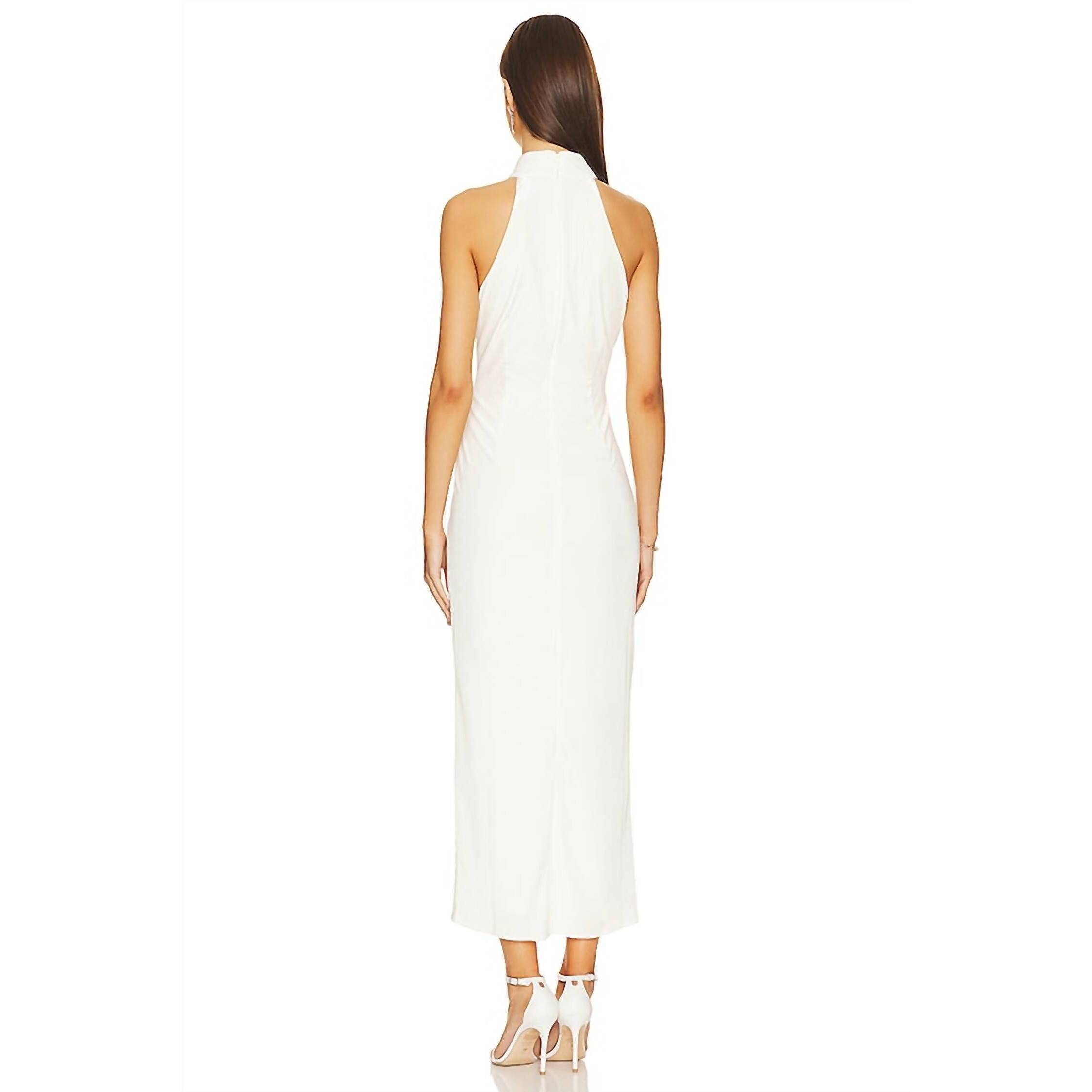 New Aiifos Eloise Halter Midi Dress In Ivory Velvet — image 3 of 3